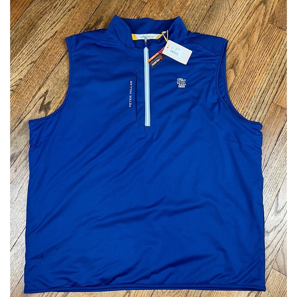 NWT Peter Millar Navy Blue Thermal Flow Insulated Full Zip Golf Vest Sz XL